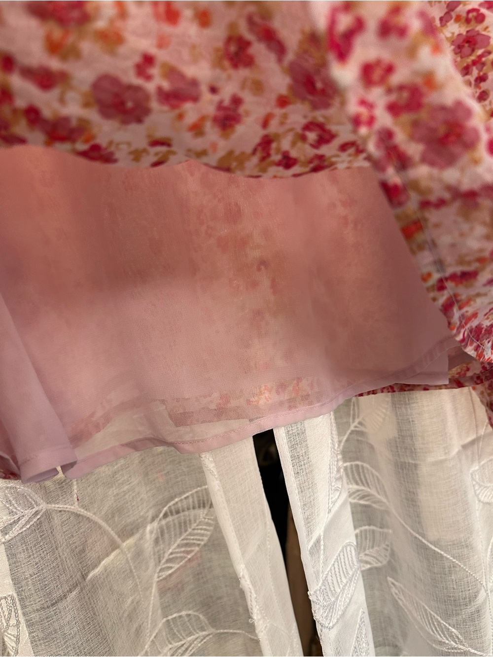 J. Crew Floral Ruffle V-Neck Blouse in Pink and Red - Picture 3 of 6